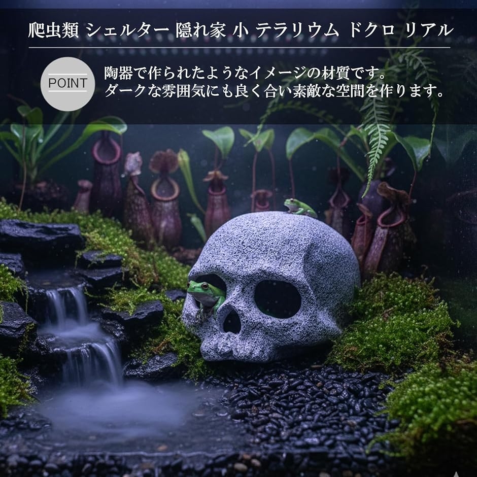 爬虫類 隠れ家 シェルター 石 レオパ テラリウム ドクロ 水槽 オブジェ