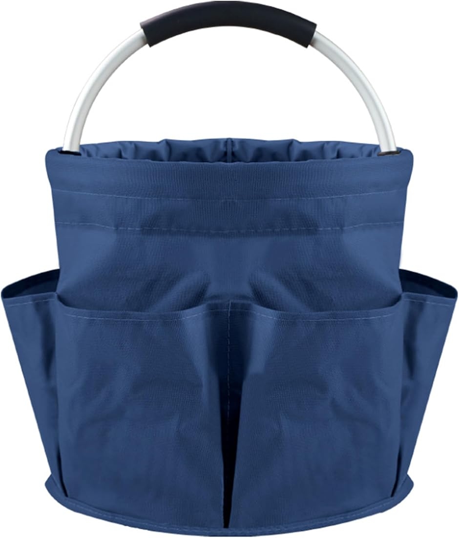 折りたたみ バケツ ポケット付き 15L マルチバケツ コンパクト 多用途 キャンプ アウトドア レジャー (ブルー,  28x28cm)