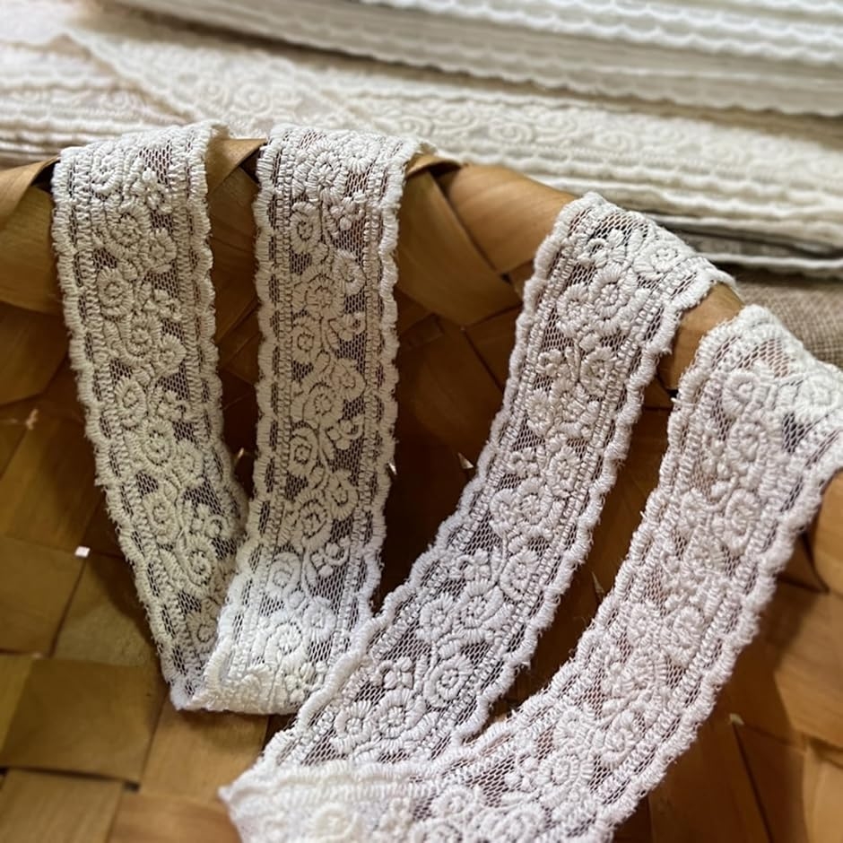 レース リボン 4.5m 手芸 フリル 花柄 ホワイト DIY ラッピング 飾り