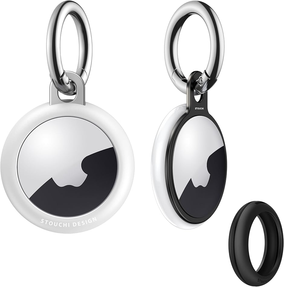 AirTag �P�[�X �h�� ��1/2����Ή� �q�󋉃A���~���� TPU �ϏՌ� (�O���[�A�V���o�[,  2���Z�b�g- �L�[�����Ox2)