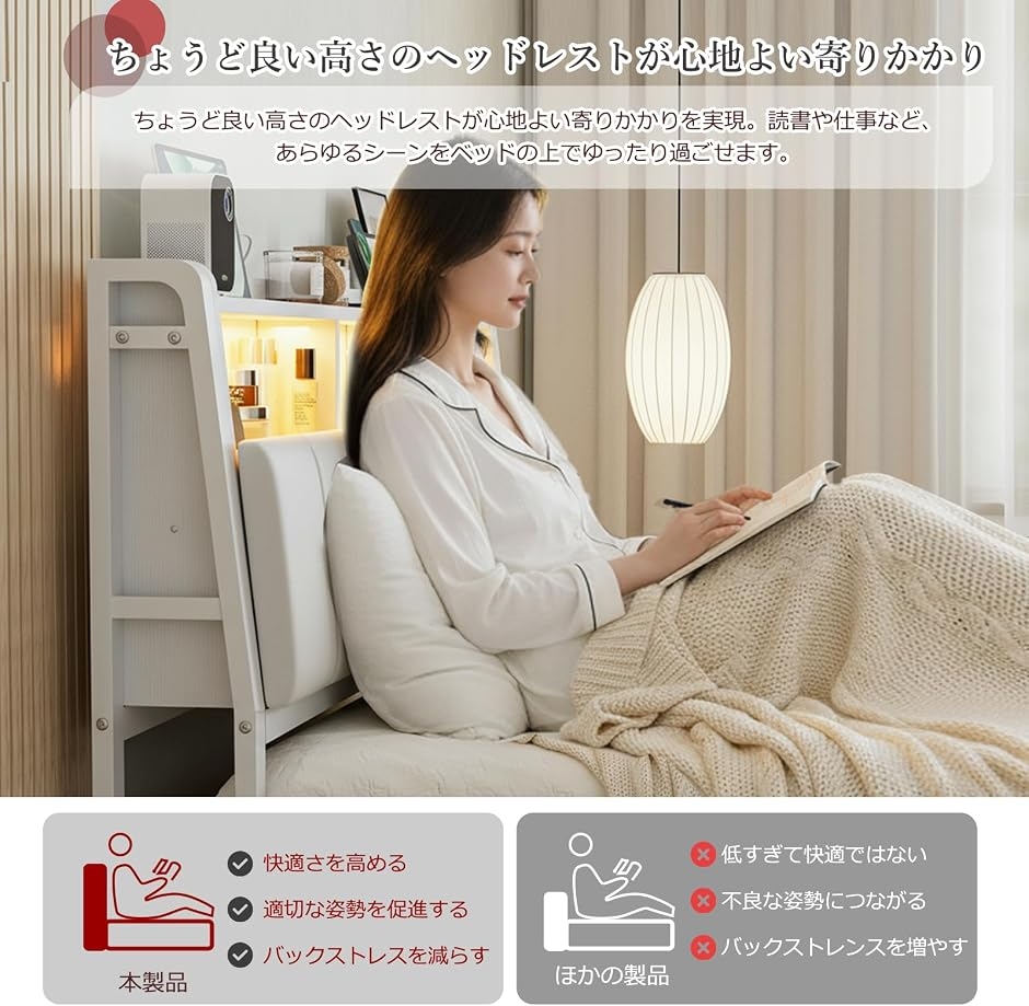 ベッドフレーム セミダブルファブリックベッド 収納宮棚付き パイプ