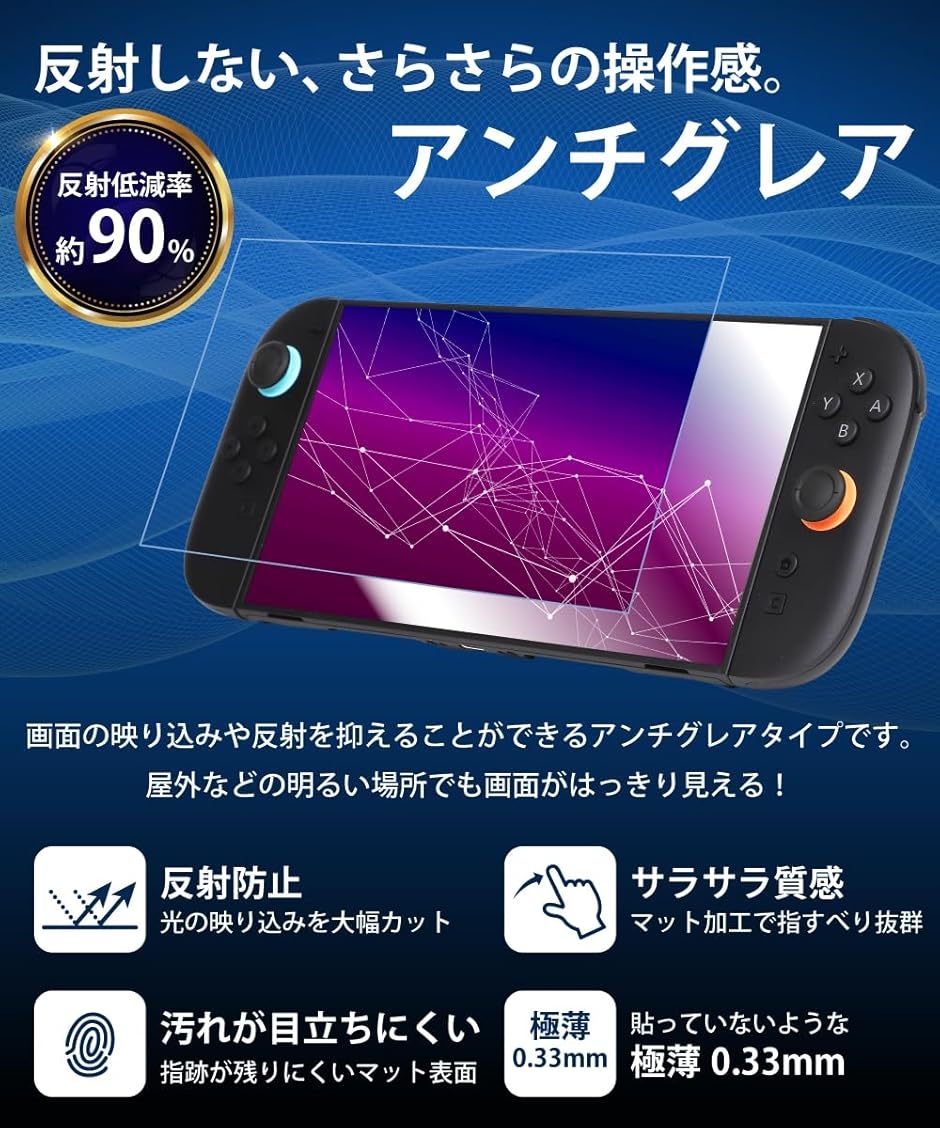 Switch2 保護フィルム 2枚セット 貼りやすいガイド枠付き 指紋防止