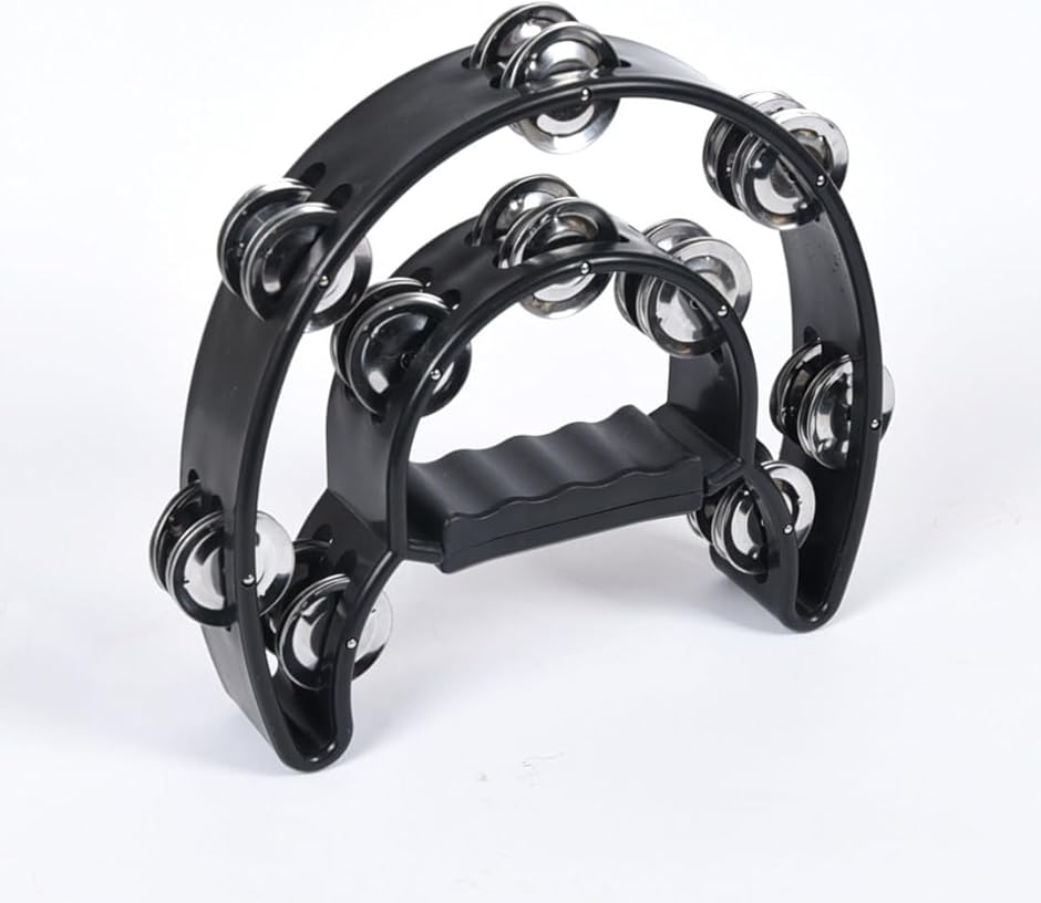 タンバリン 楽器 2列 打楽器 ダンス バレエ カラオケ 応援 パーティーグッズ (ブラック)