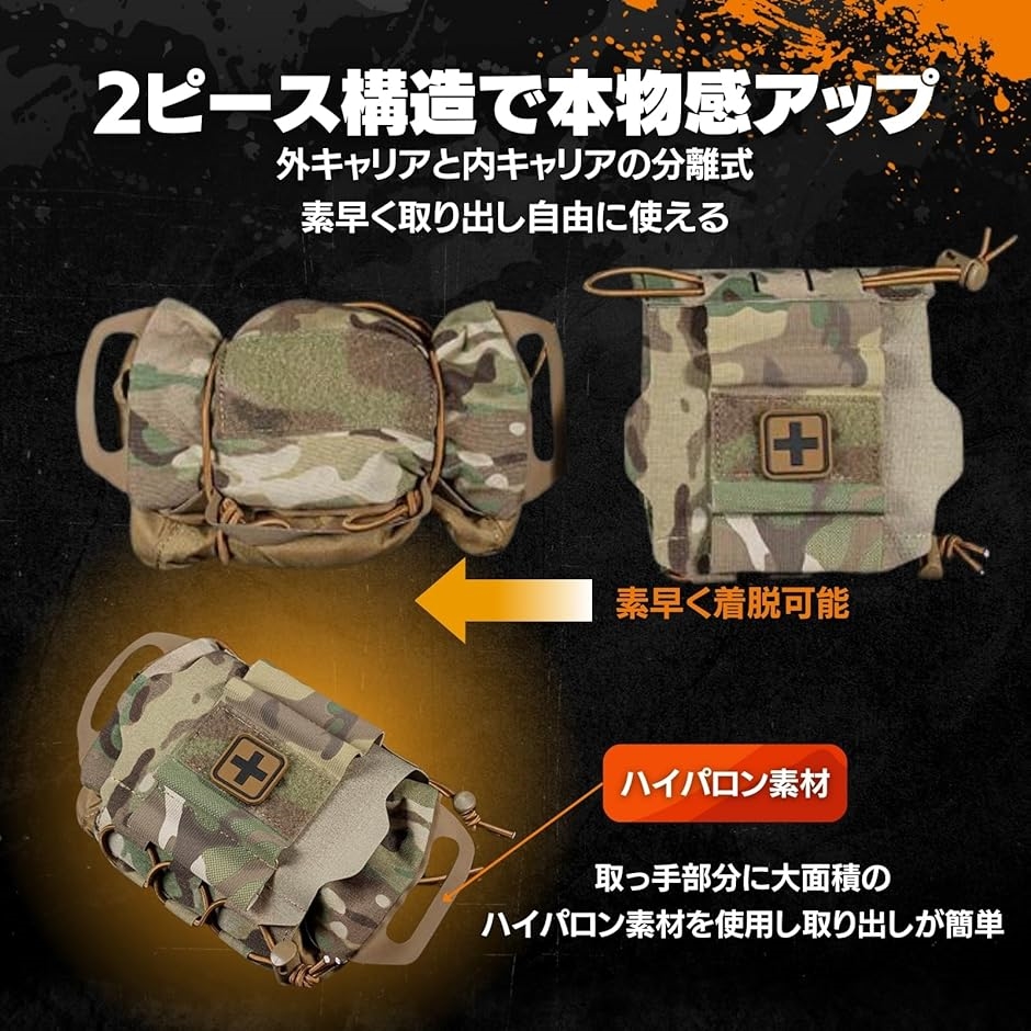 迷彩 メディカルポーチ サバゲー装備 メディカルポーチ サバゲー用 MOLLE対応 見せる装備 ファーストエイド