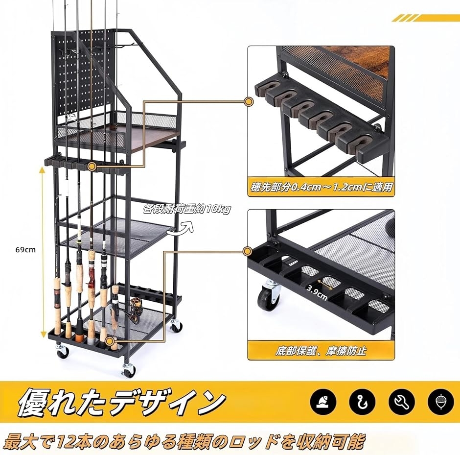 【特価セール】ロッドスタンド 釣り竿立て 釣竿置き 12本用 大容量 4in1 ロッドスタンド 釣り竿立て 釣竿置き 12本用 大容量 4in1 ロッドラック