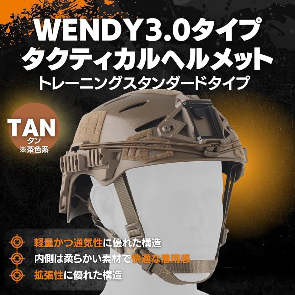WENDYタイプ タクティカルヘルメット 軽量化エディション 通気性