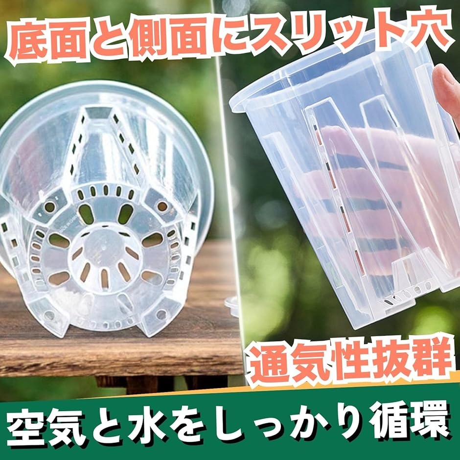 透明鉢 6個セット 植木鉢 クリア プラスチック スリット鉢 胡蝶蘭