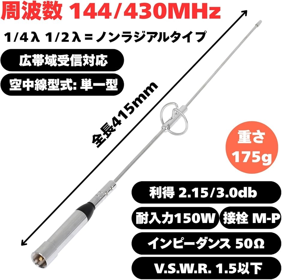 モービルアンテナ 3点セット 強力マグネット基台 同軸ケーブル 5m 144