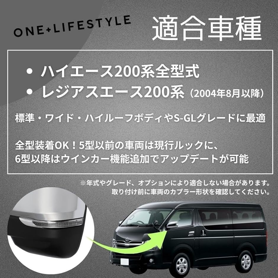 ハイエース200系 全型式対応 6型ルック ドアミラー クロームメッキ