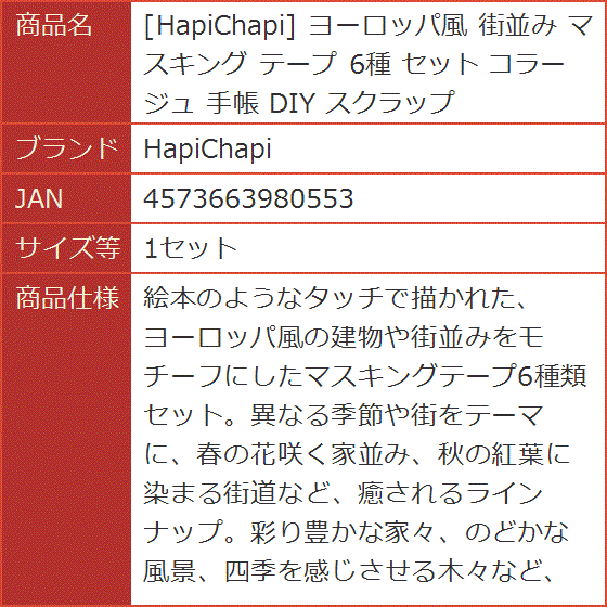 ヨーロッパ風 街並み マスキング テープ 6種 セット コラージュ 手帳