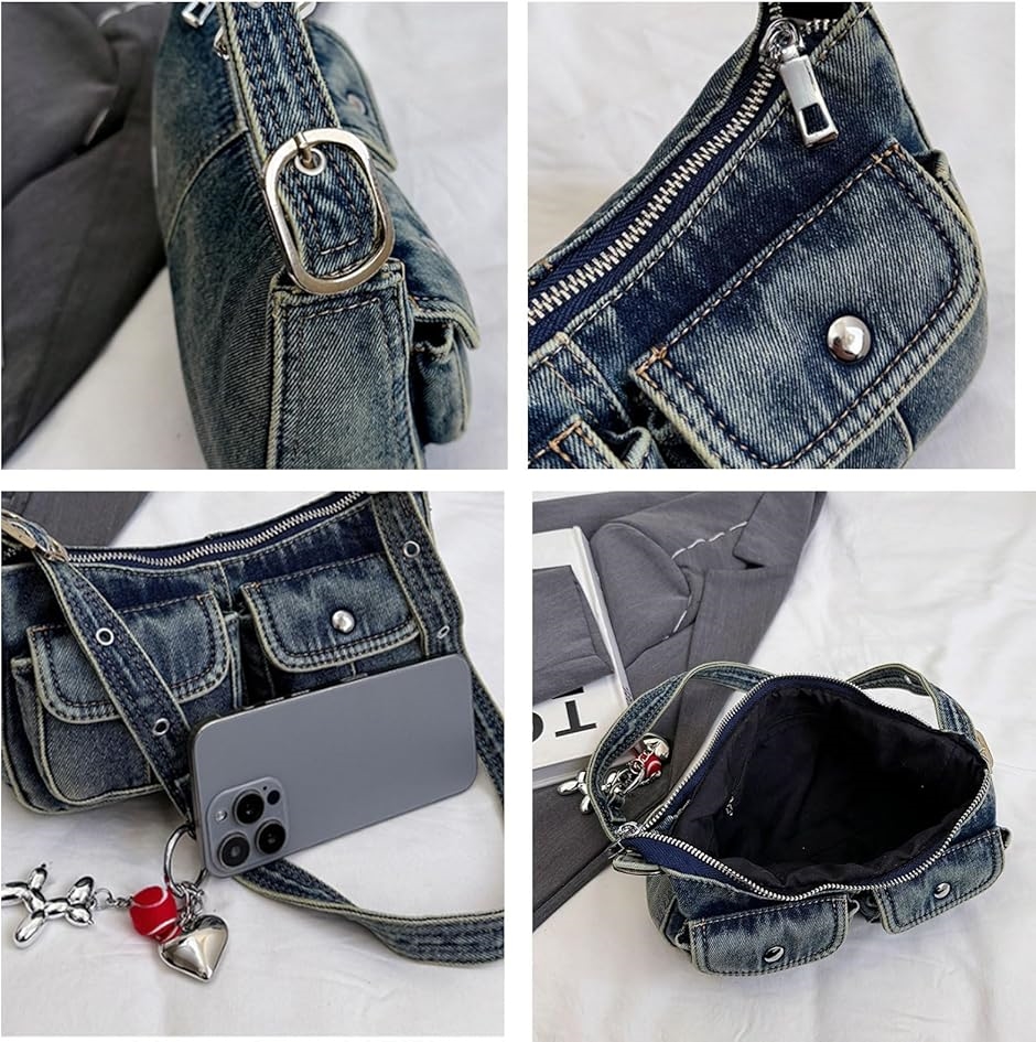 レディース デニム バッグ ショルダー 生地 ジーンズ カジュアル