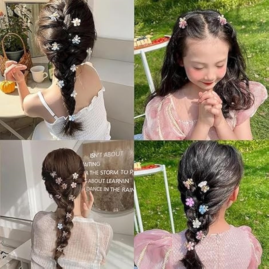 ヘアクリップ ミニ 花 真珠 10個入り 髪飾り(ホワイト10個セット