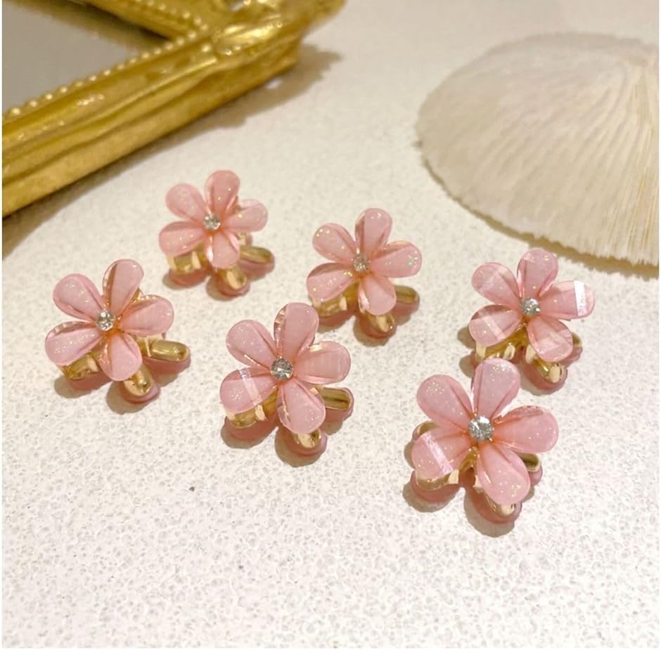 ヘアクリップ ミニ 花 真珠 10個入り 髪飾り(ホワイト10個セット