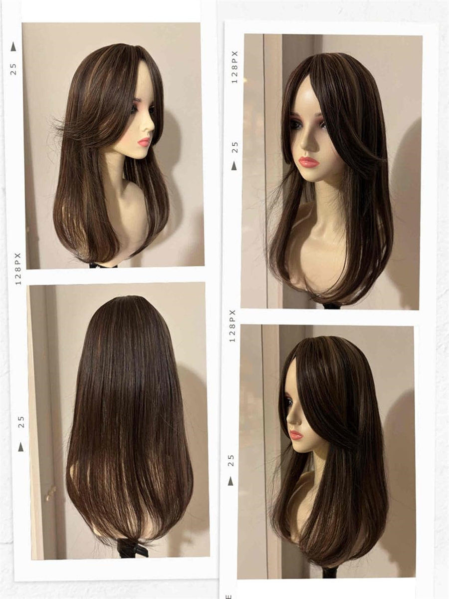 ヘアピース 部分ウイッグ ロング ストレート ハイライト 3D