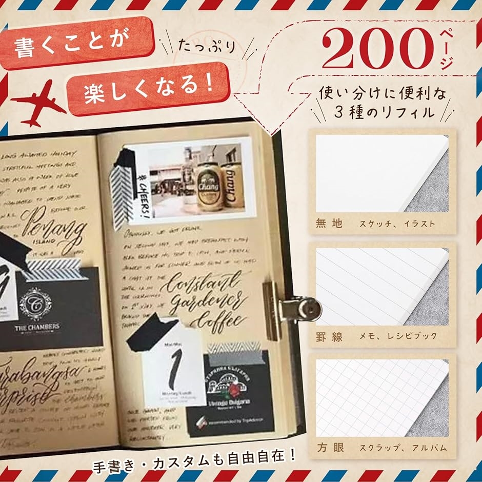 互換品】 トラベルノート 手帳 コラージュノート レザーノート