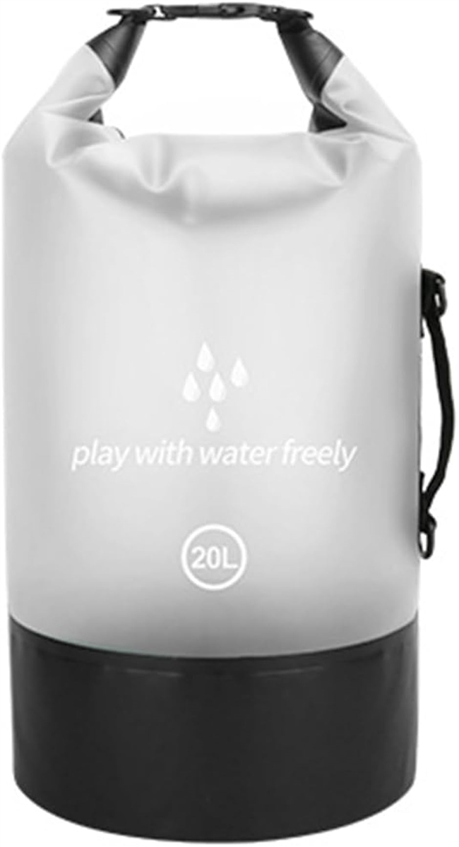 防水ドライバッグ　スタッフバッグ　白　登山キャンプ小物入れ　2L ドライバッグ 防水 海 釣り 登山(ホワイト, 20L) : スピード発送