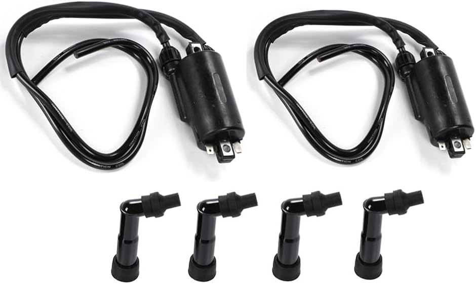 【互換品】バイク 用 イグニッションコイル カワサキ ゼファー400 バリオス ZXR400 250 等 (2個SET プラグキャップ付き)
