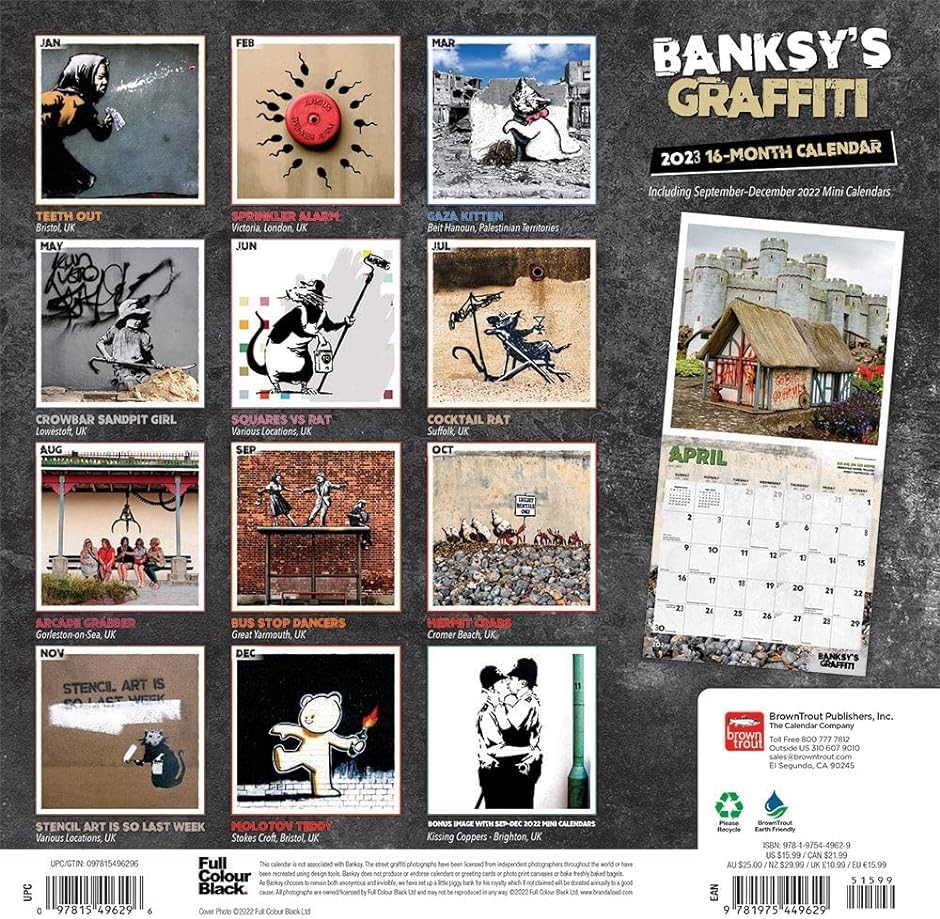 Banksy's Graffiti 2023年 カレンダー 令和5年 / 30x60cm 壁掛けカレンダー バンクシー アートカレンダー｜horikku｜02