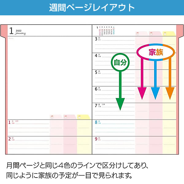 ダイアリー 2023 手帳 クツワ 家族手帳 B6 063SHB 小花・イエロー マンスリー＆ウィークリー 日曜始まり  2022年12月〜2024年3月 透明 :063shb:堀萬昭堂 ヤフー店 - 通販 - Yahoo!ショッピング