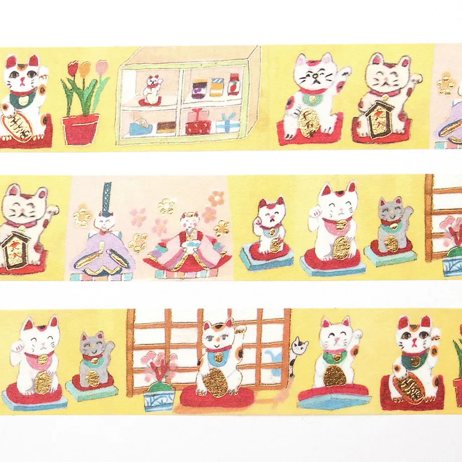 cozycaproducts 沖野愛 箔押しマスキングテープ 招きねこ 22-969 幅