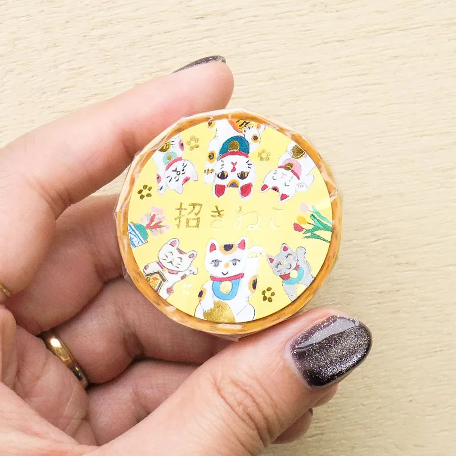 cozycaproducts 沖野愛 箔押しマスキングテープ 招きねこ 22-969 幅