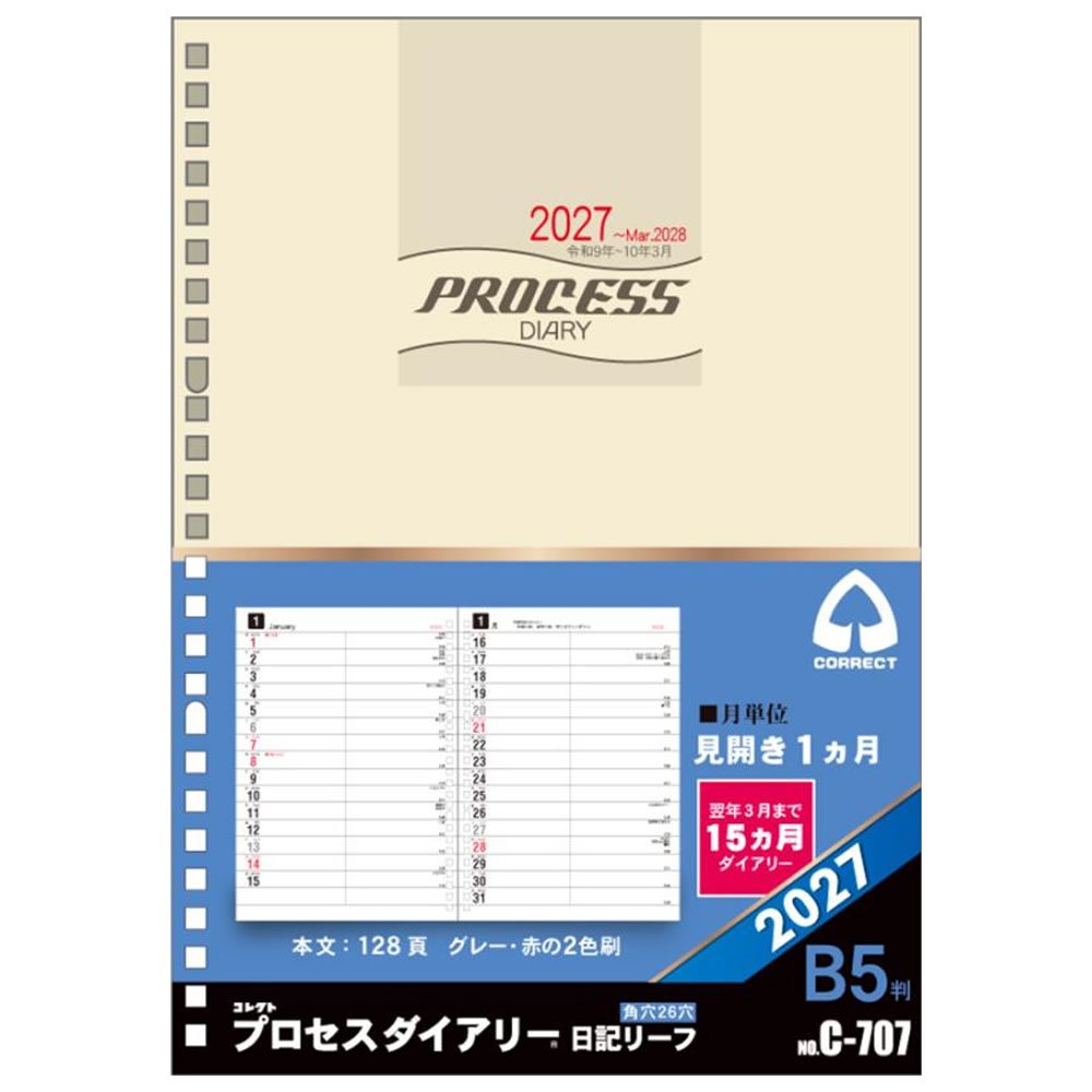 CORRECT 2027年 ダイアリー 手帳 コレクト B5サイズ 日記リーフ
