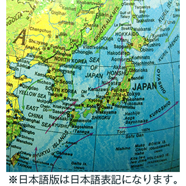 リプルーグル地球儀 カーライル型 日本語版ブルーオーシャン地図 86573 球径30cm 地勢・行政型 山岳起伏加工 照明付｜horiman｜02