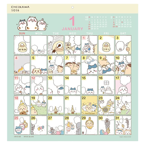 2026 カレンダー 壁掛け APJ 167 コミックデザイン/ちいかわ アート