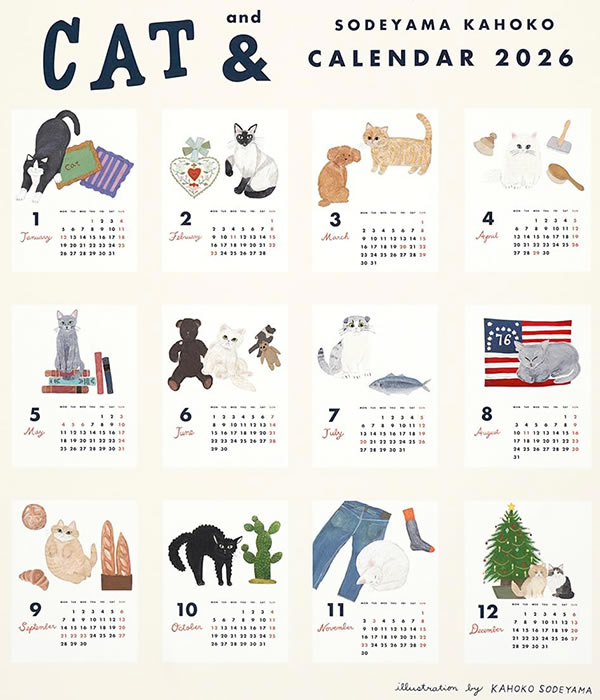 2026 カレンダー 壁掛け GL キャットアンド/そで山 かほ子 C-1675-SD