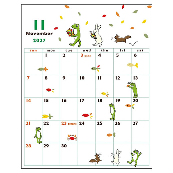 2027年 カレンダー 卓上 かえるの時間 C...の詳細画像2