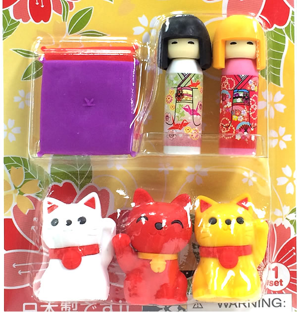 イワコー おもしろ消しゴム こけしと招き猫 ER-BRI020 ブリスター