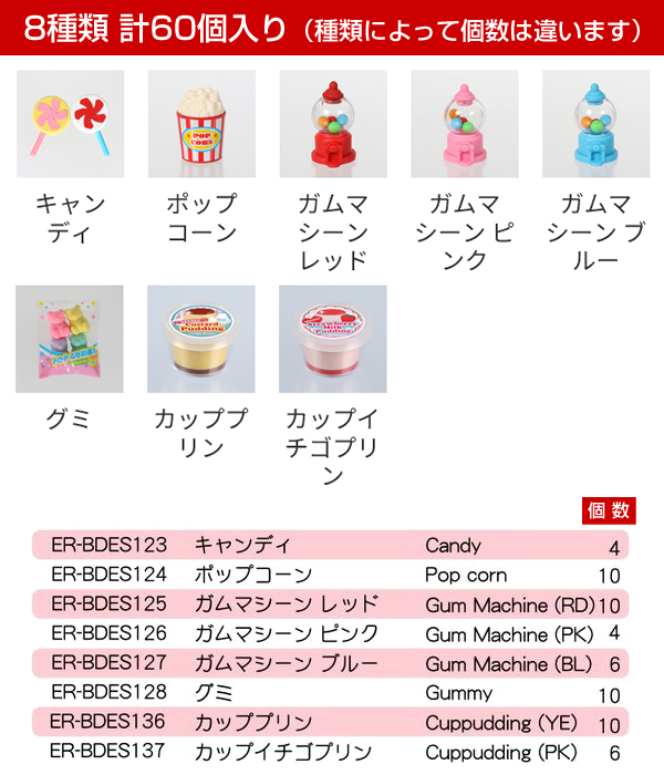 イワコー カラフルスイーツ消しゴム BOX 60個入 ER-COL001 8種類