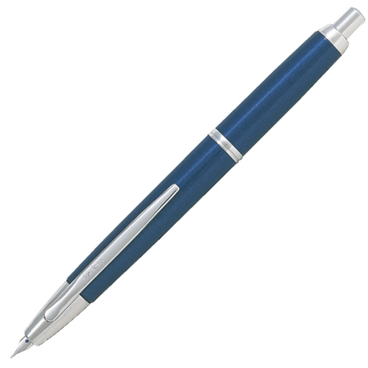 PILOT パイロット 万年筆 キャップレス・デシモ ダークブルーマイカ FCT-15SR-DL（ペン種 要選択/EF・F・M） ペン先：18K  ロジウム仕上 彫刻名入れ