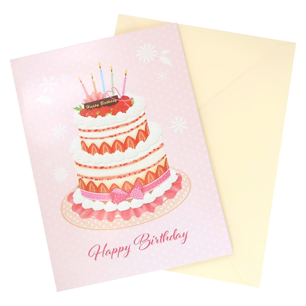 バースデーカード 二つ折りメロディーカード バースデーケーキ H06-GN-68 アクティブコーポレーション Birthday Card グリーティングカード お誕生お祝｜horiman