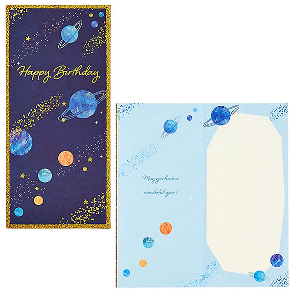 バースデーカード 二つ折りカード 宇宙 L1001 サンリオ Birthday Card グリーティングカード お誕生お祝い｜horiman｜02