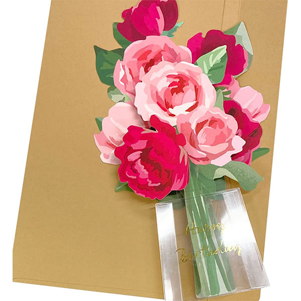 バースデーカード 透明花瓶に赤い花 L491 サンリオ 立体カード Birthday Card グリーティングカード お誕生お祝い｜horiman｜04