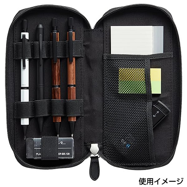 LIFT＋ ラウンドジップペンケース ブラック LIPC-01-BK 3方ジッパー