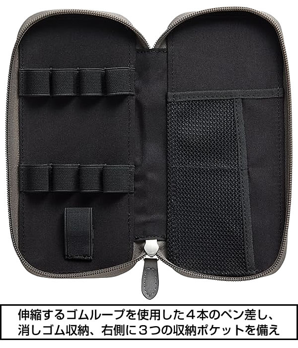 LIFT＋ ラウンドジップペンケース グレー LIPC-01-GY 3方ジッパー仕様