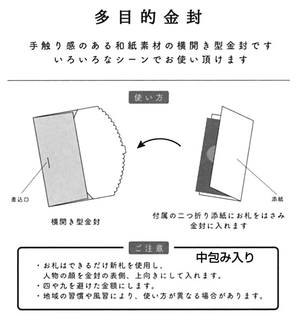 RYU-RYU 多目的金封 ピンクフラワー LPB-11 本体1枚・添え紙1枚 お札が