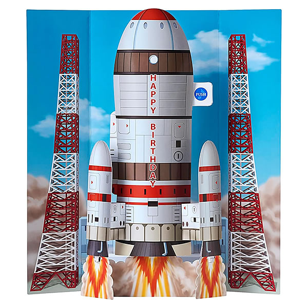 バースデーカード ライト付きメロディカード 宇宙ロケット P186/878723 サンリオ 立体カード お誕生日お祝い 電池交換可能 | アクティブコーポレーション