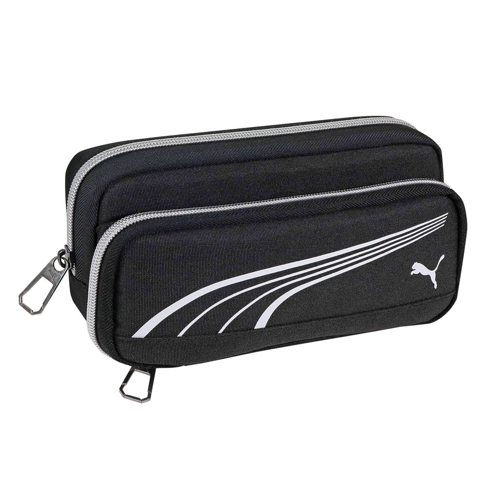クツワ（KUTSUWA） PUMA ヘザーダブルペンケース ブラック PM568BK 前