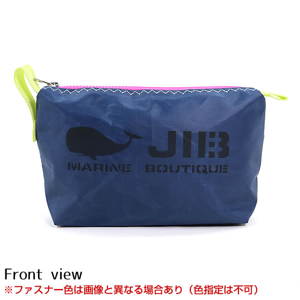 JIB ポーチ PO ネイビー×ライムグリーン 持ち手付 ファスナー色
