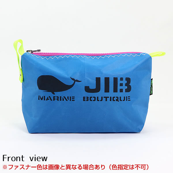 【美品】★JIB★小物入れ★ポーチ★カラフル★クジラ★希少★ JIB ポーチ PO ネイビー×ライムグリーン 持ち手付 ファスナー色は指定
