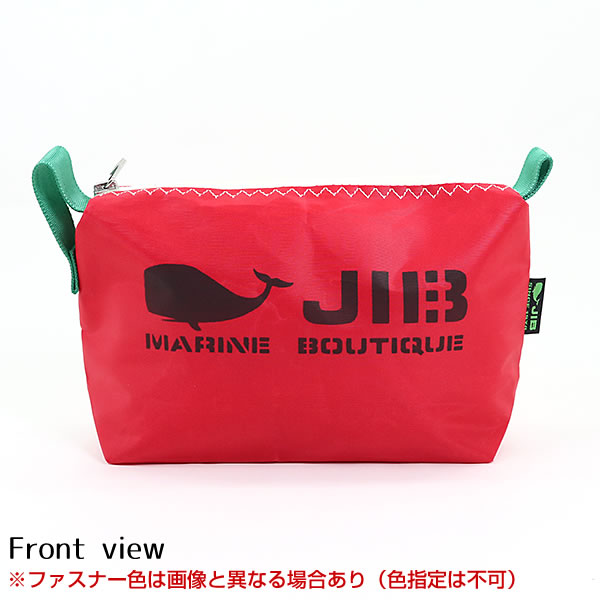 JIB ポーチ PO レッド×グリーン 持ち手付 ファスナー色は指定