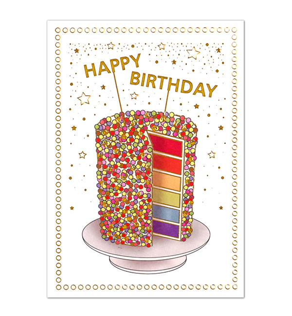 バースデーカード 誕生日 バースデーケーキ qr3571 二つ折りカード