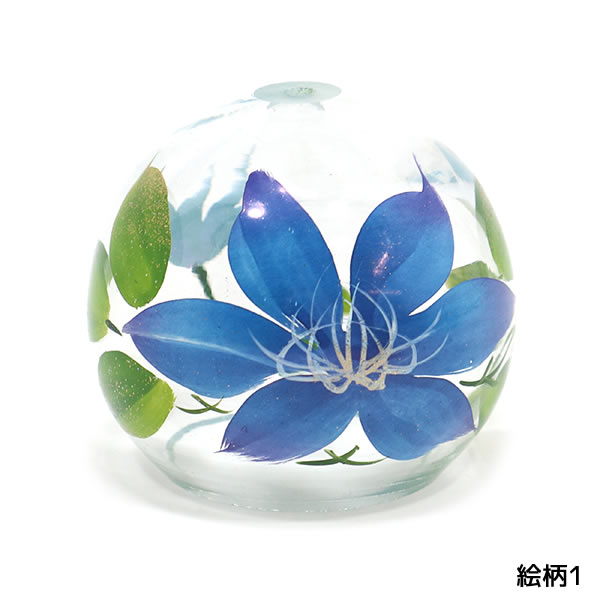 風鈴 ガラス ミディ風鈴 鉄仙 R-320 会津喜多方 蒔絵仕上げ 手作り風鈴
