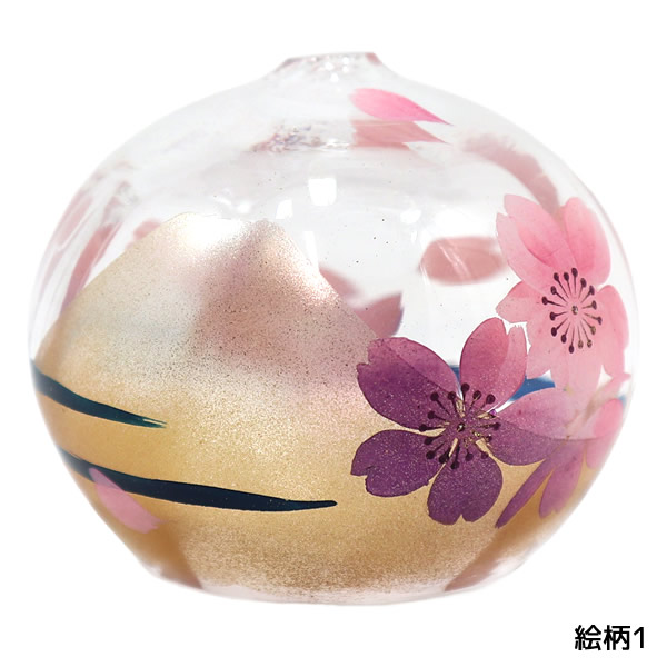 風鈴 ガラス ぎやまん風鈴 金富士 R-355 会津喜多方 蒔絵仕上げ 手作り