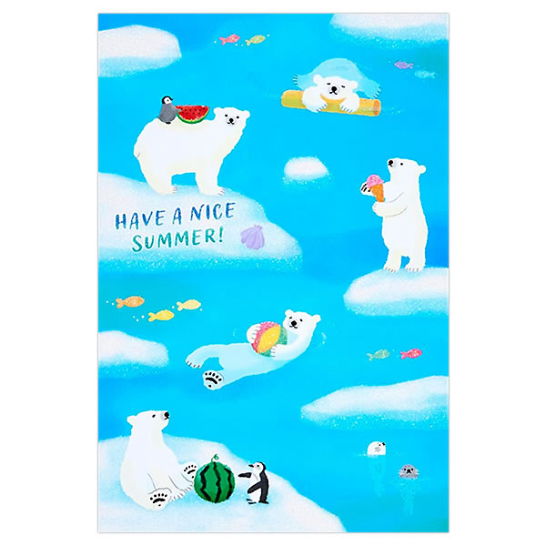 sanrio ポストカード 夏カード 暑中見舞い シロクマ 1枚入り