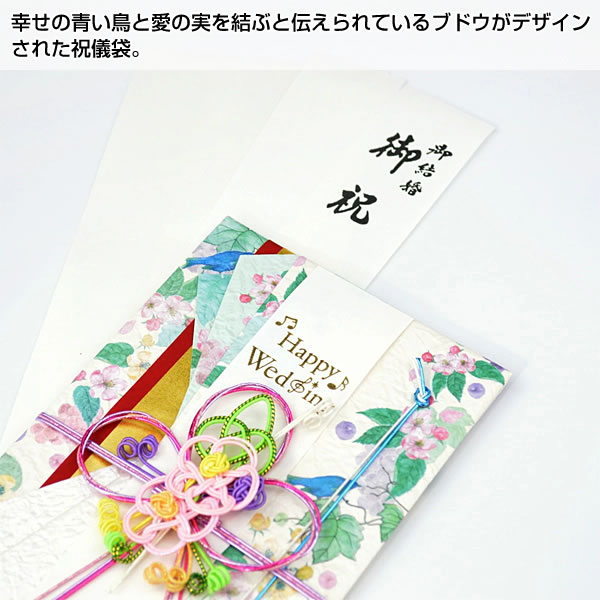 祝儀袋 結婚祝い 青い鳥 SG-240 多当折 寿 金封 フロンティア 中封筒・短冊3種(Happy Wedding / 御結婚御祝 / 無地) 関連画像3