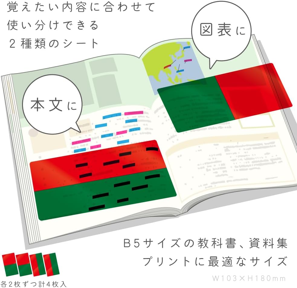 速暗！ 暗記用マーカー 2色で引いて覚える 4枚シート付 赤 緑 勉強 SP